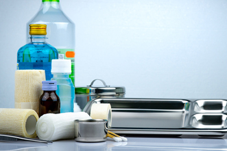 Medical supplies to treat a burn injury